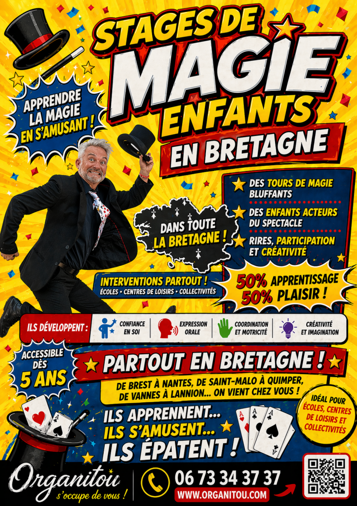 👉 stage de magie enfants Bretagne apprentissage tours magie