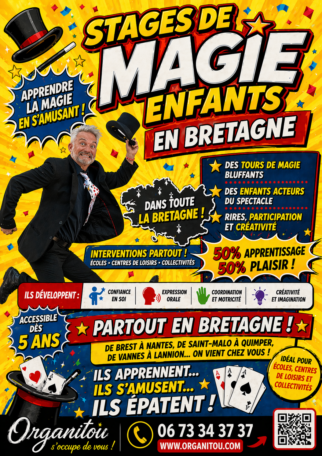 👉 stage de magie enfants Bretagne apprentissage tours magie