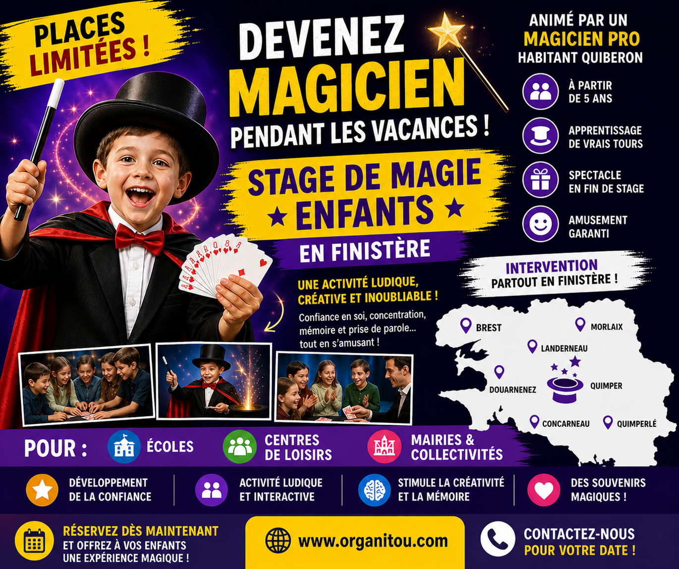 stage de magie enfant Finistère apprentissage tour de magie