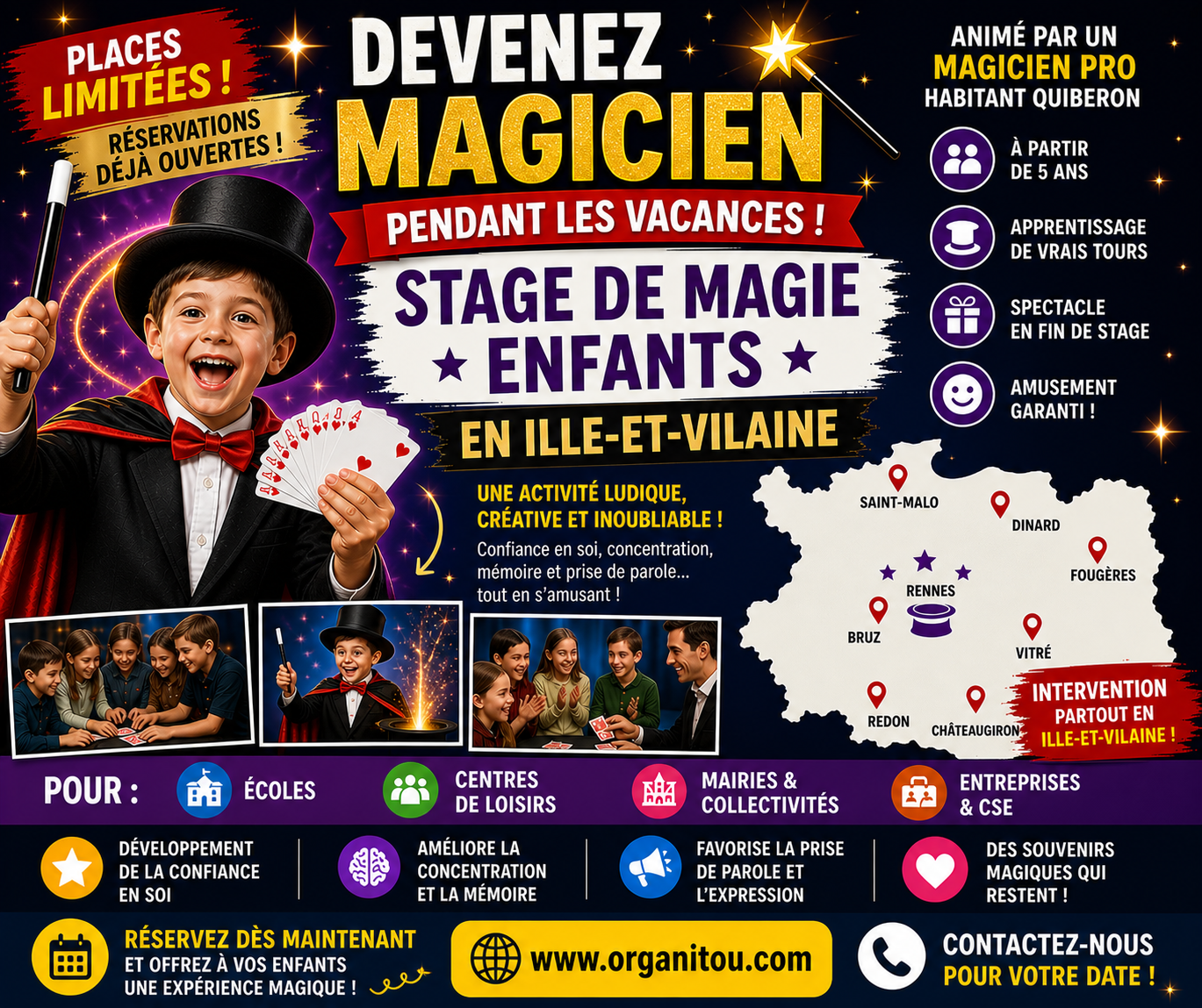 stage de magie enfant Ille-et-Vilaine apprentissage tour de magie